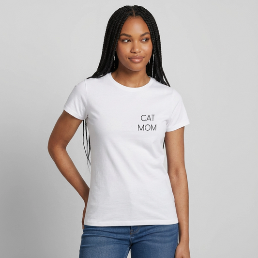 Pedro's T-Shirt CAT MOM Stolzes Personal einer Katze Black Edition - Weiß
