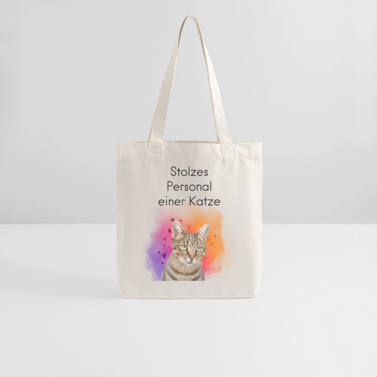Pedro´s Stoffbeutel Stolzes Personal einer Katze Black Edition - Naturweiß
