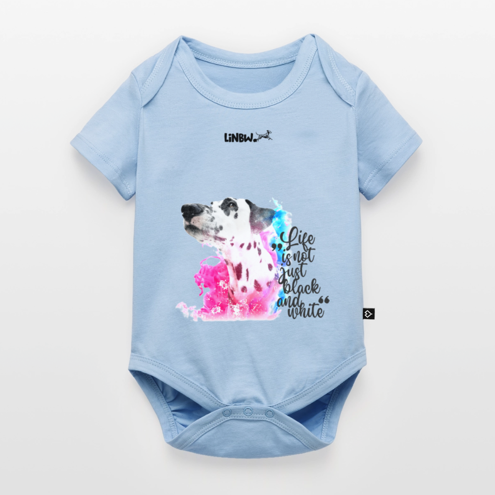 Boa´s Kurzarm-Body Splash Life is not just black and white Edition Black - Hellblau