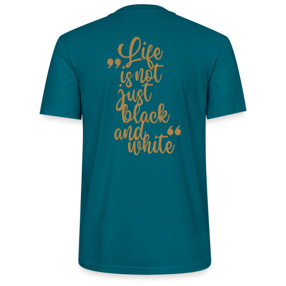 LiNBW. Unisex T-Shirt Premium Crew Brown Edition Life is not just black and white - Ozeanblau