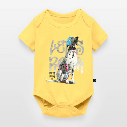 Boa´s Kurzarm-Body Let´s Rock - Pastellgelb