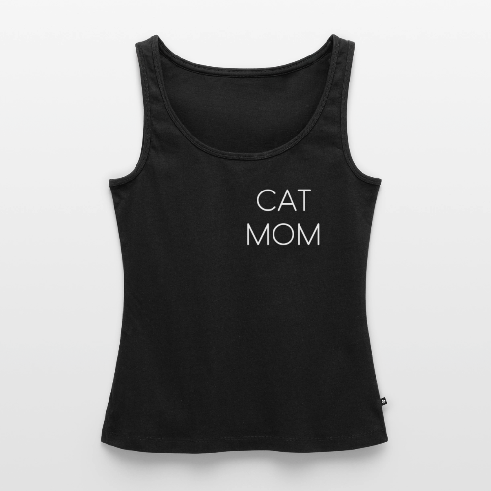 CAT MOM | Damen-Tanktop mit weißem Schriftzug - Schwarz