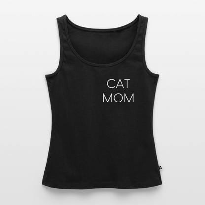 CAT MOM | Damen-Tanktop mit weißem Schriftzug - Schwarz