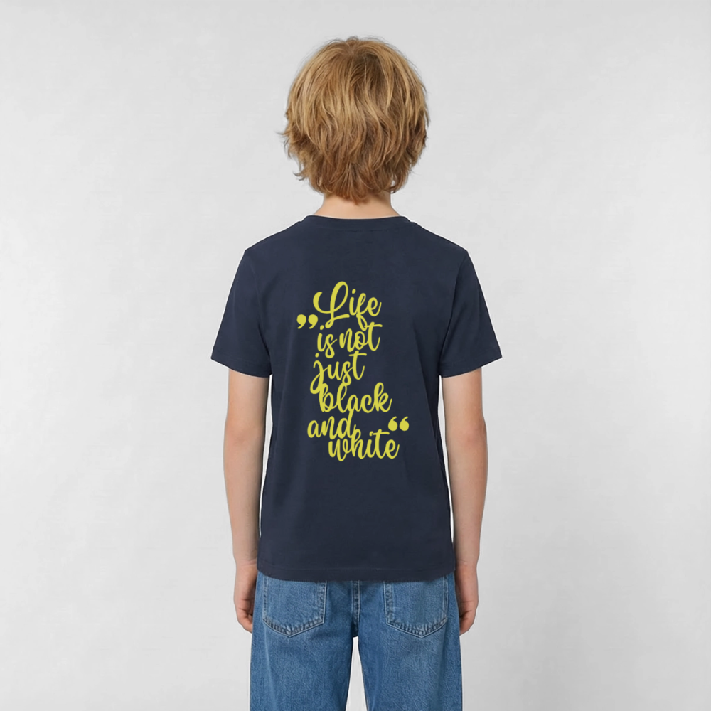 LiNBW. Crew T-Shirt Yellow Edition Life is not just black and white - Navy