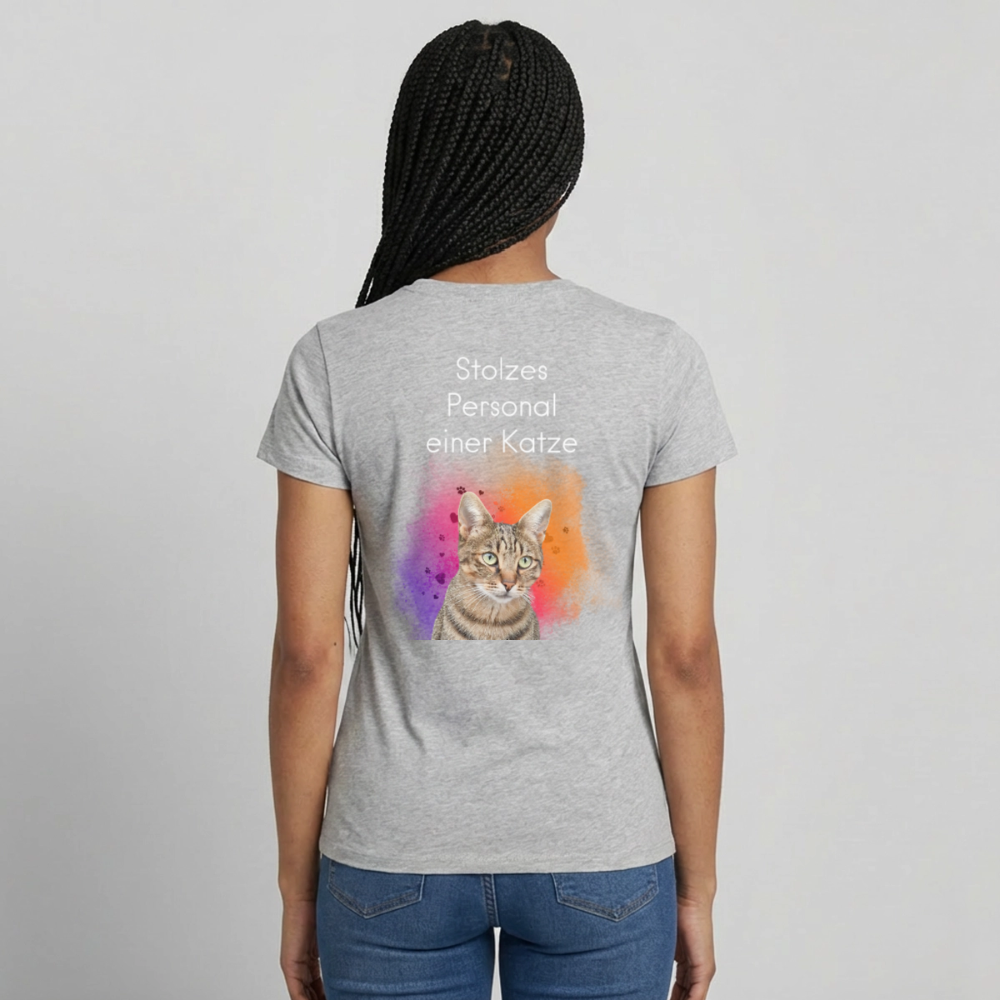 Pedro's T-Shirt CAT MOM Stolzes Personal einer Katze White Edition - Grau meliert