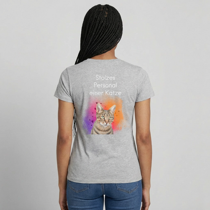 Pedro's T-Shirt CAT MOM Stolzes Personal einer Katze White Edition - Grau meliert