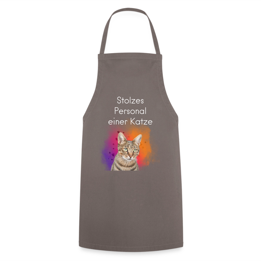 Pedro´s Kochschürze Stolzes Personal einer Katze White Edition - Grau