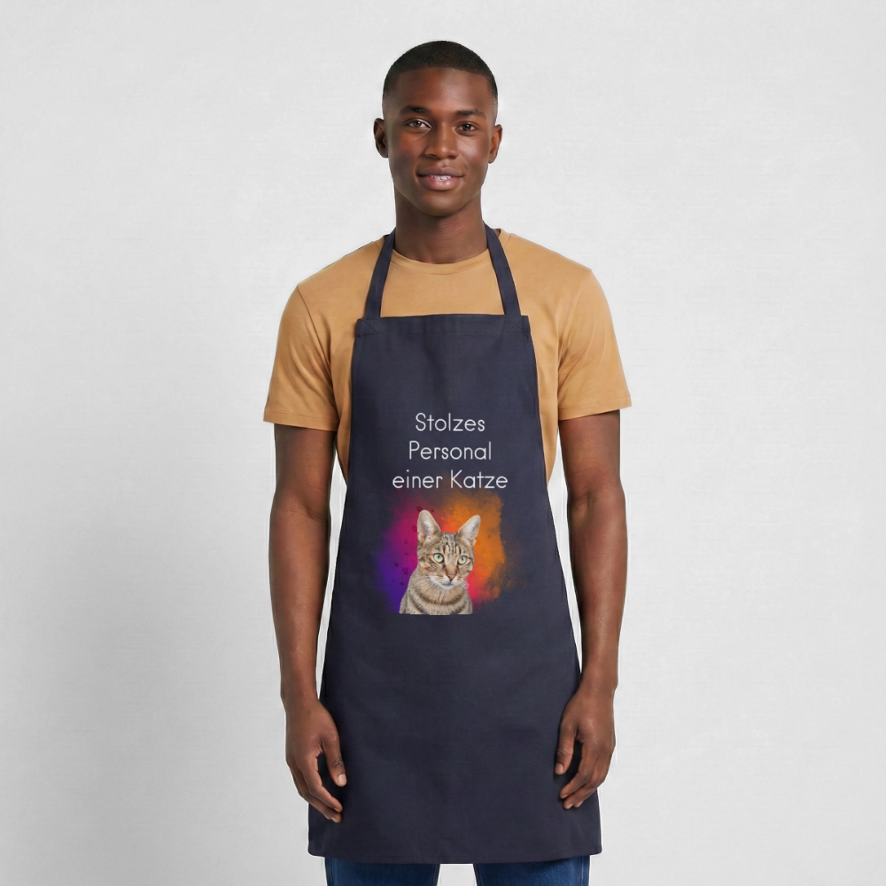 Pedro´s Kochschürze Stolzes Personal einer Katze White Edition - Navy