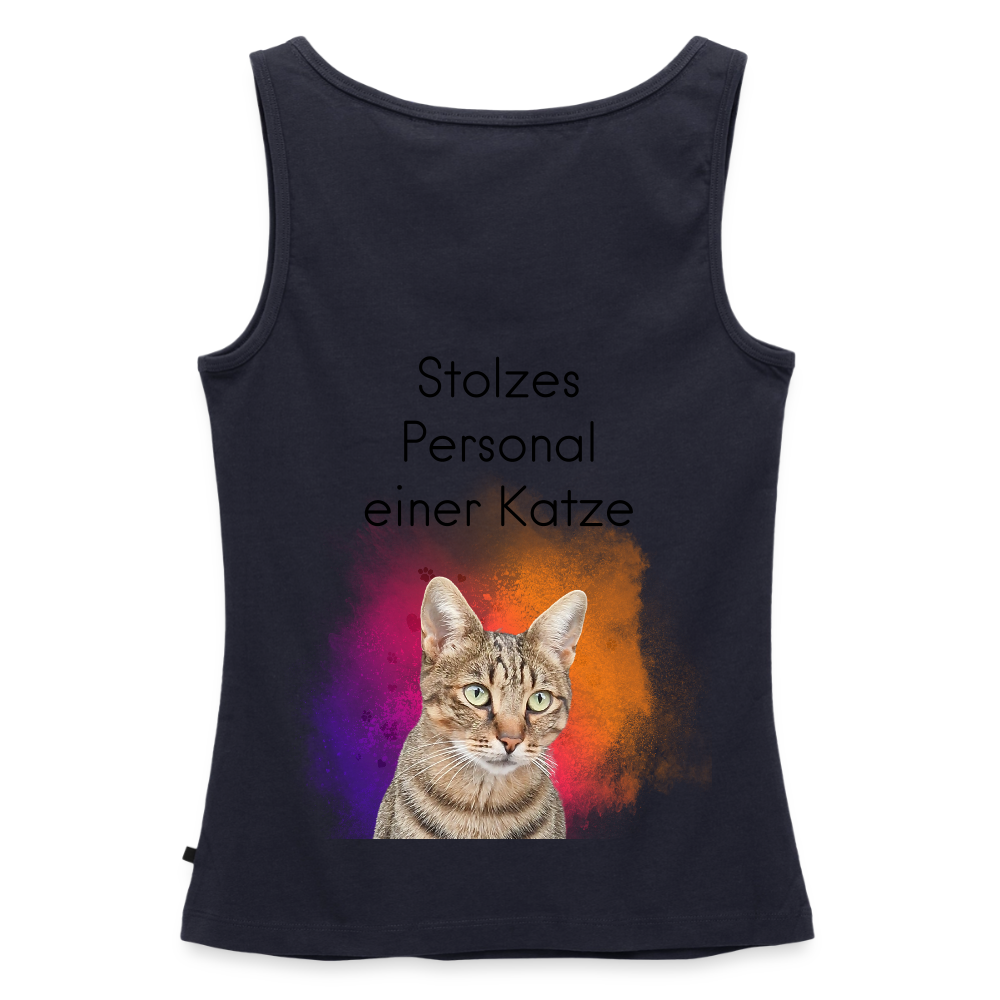CAT MOM | Damen-Tanktop mit schwarzem Schriftzug - Navy