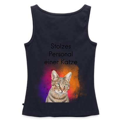 CAT MOM | Damen-Tanktop mit schwarzem Schriftzug - Navy