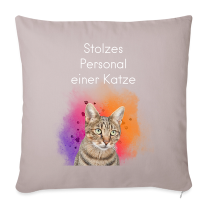 Pedro´s Kissen Stolzes Personal einer Katze White Edition - helles Taupe