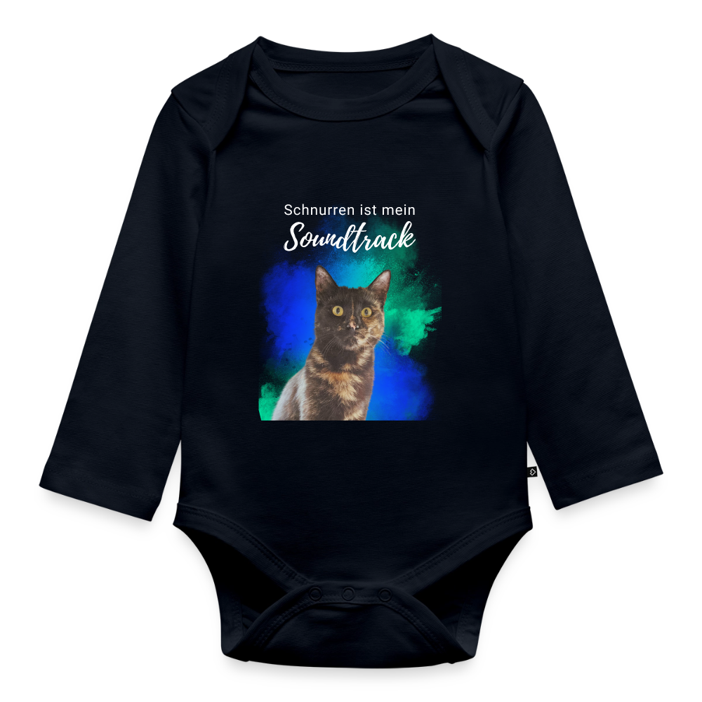 Nala´s Langarm-Body Schnurren ist mein Soundtrack White Edition - Navy