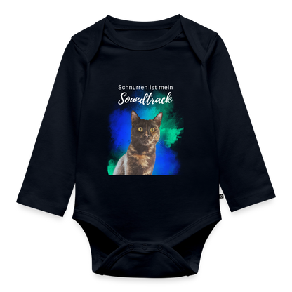 Nala´s Langarm-Body Schnurren ist mein Soundtrack White Edition - Navy
