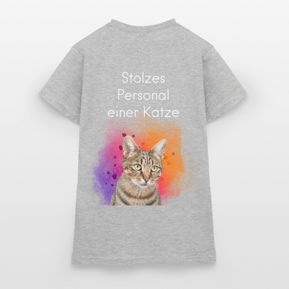 Pedro's T-Shirt CAT MOM Stolzes Personal einer Katze White Edition - Grau meliert