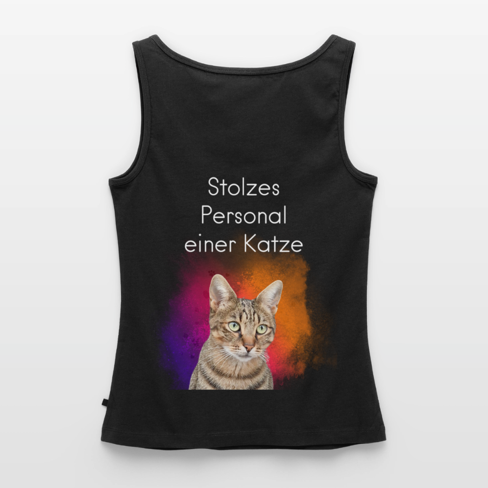 CAT MOM | Damen-Tanktop mit weißem Schriftzug - Schwarz