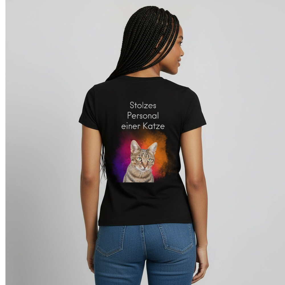 Pedro's T-Shirt CAT MOM Stolzes Personal einer Katze White Edition - Schwarz