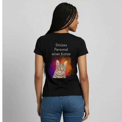 Pedro's T-Shirt CAT MOM Stolzes Personal einer Katze White Edition - Schwarz