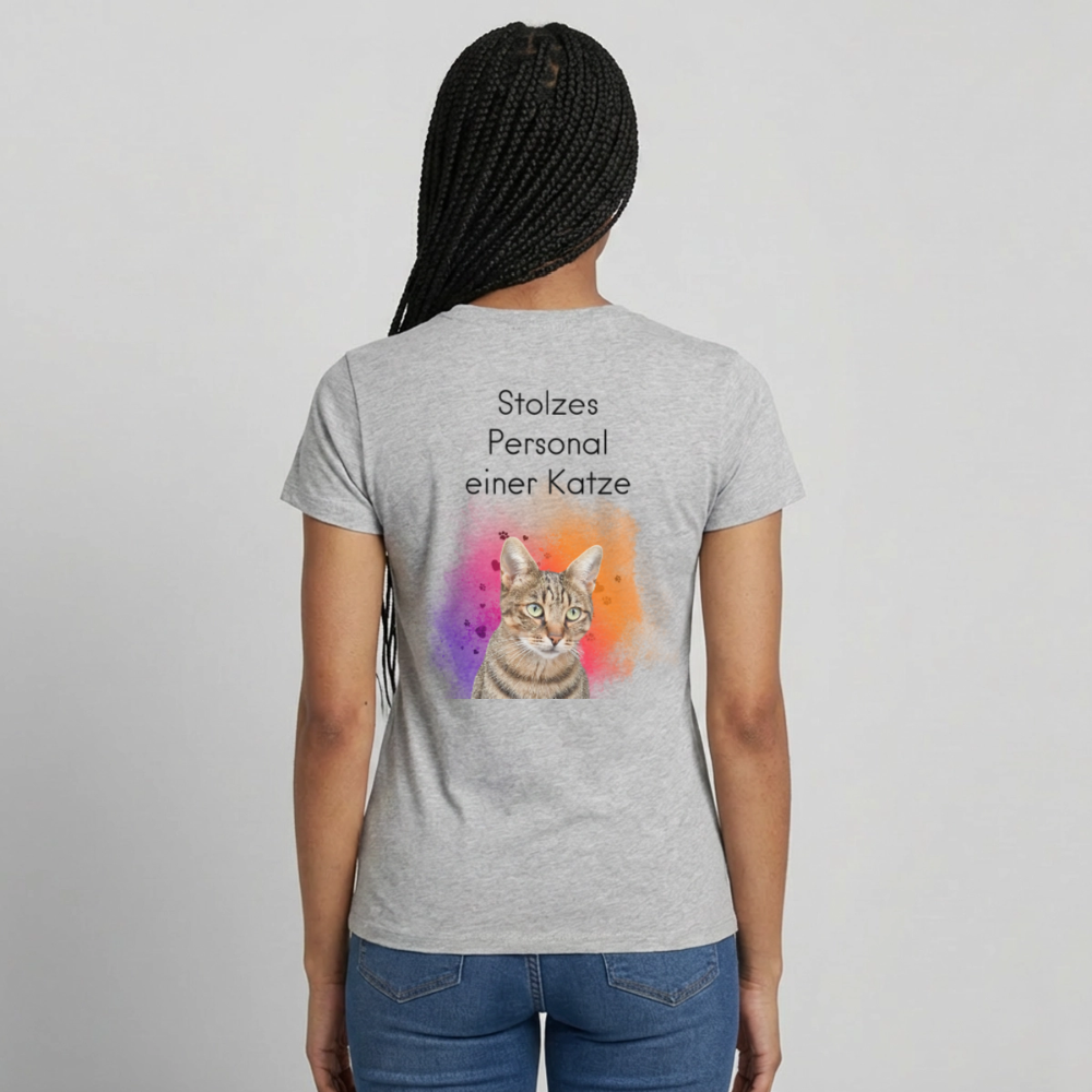 Pedro's T-Shirt CAT MOM Stolzes Personal einer Katze Black Edition - Grau meliert