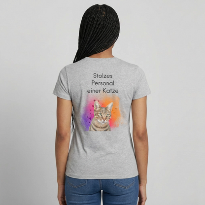 Pedro's T-Shirt CAT MOM Stolzes Personal einer Katze Black Edition - Grau meliert