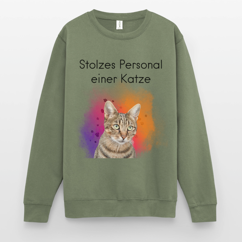 Pedro's Classic Pullover Stolzes Personal einer Katze Black Edition - Armeegrün