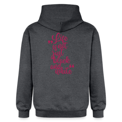 LiNBW. Crew Hoodie Pink Edition Life is not just black and white - Dunkelgrau meliert