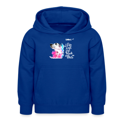 Boa's Hoodie Splash Life is not just black and white Edition White - Royalblau