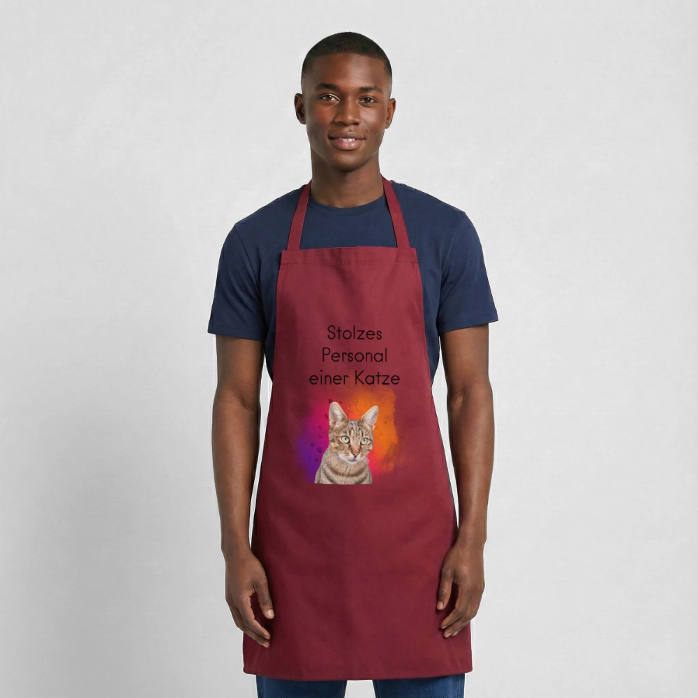 Pedro´s Kochschürze Stolzes Personal einer Katze Black Edition - Bordeaux