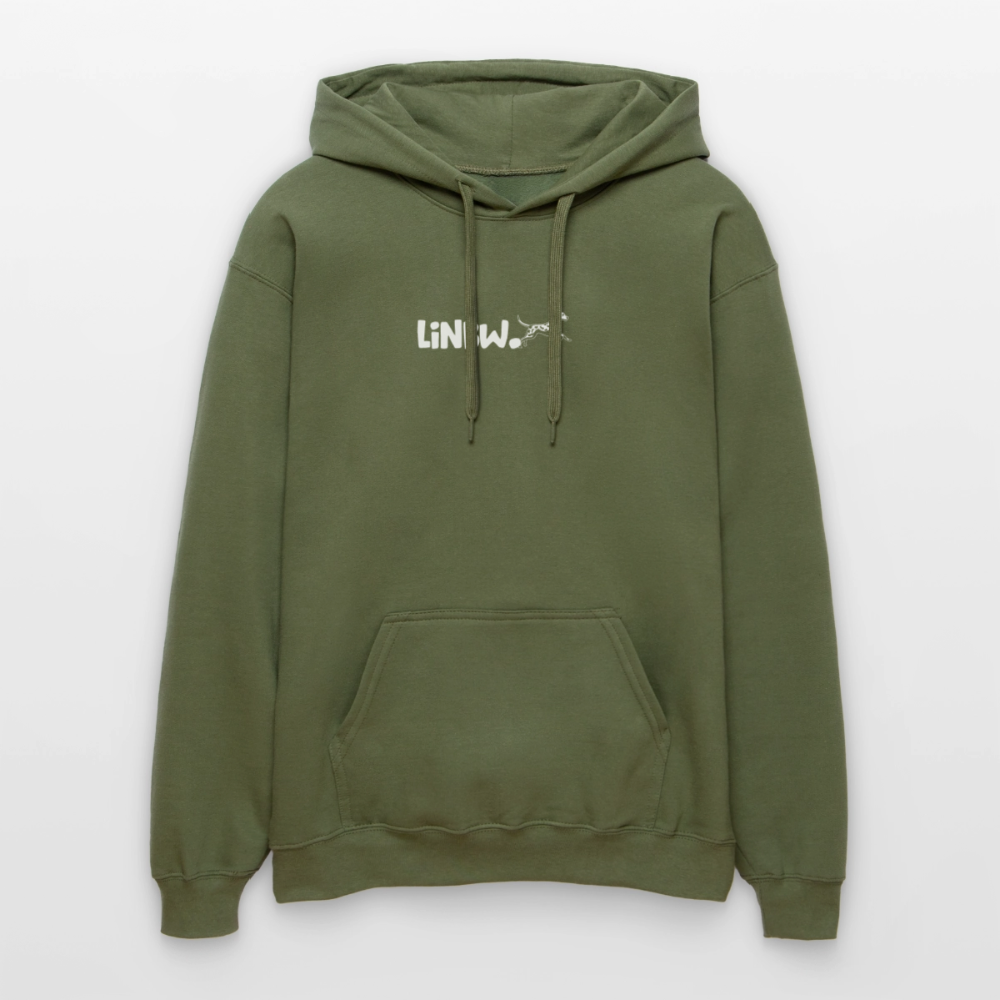 LiNBW. Crew Hoodie White Edition Life is not just black and white - Militärgrün
