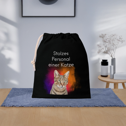 Pedro´s Baumwollbeutel Stolzes Personal einer Katze White Edition - Schwarz