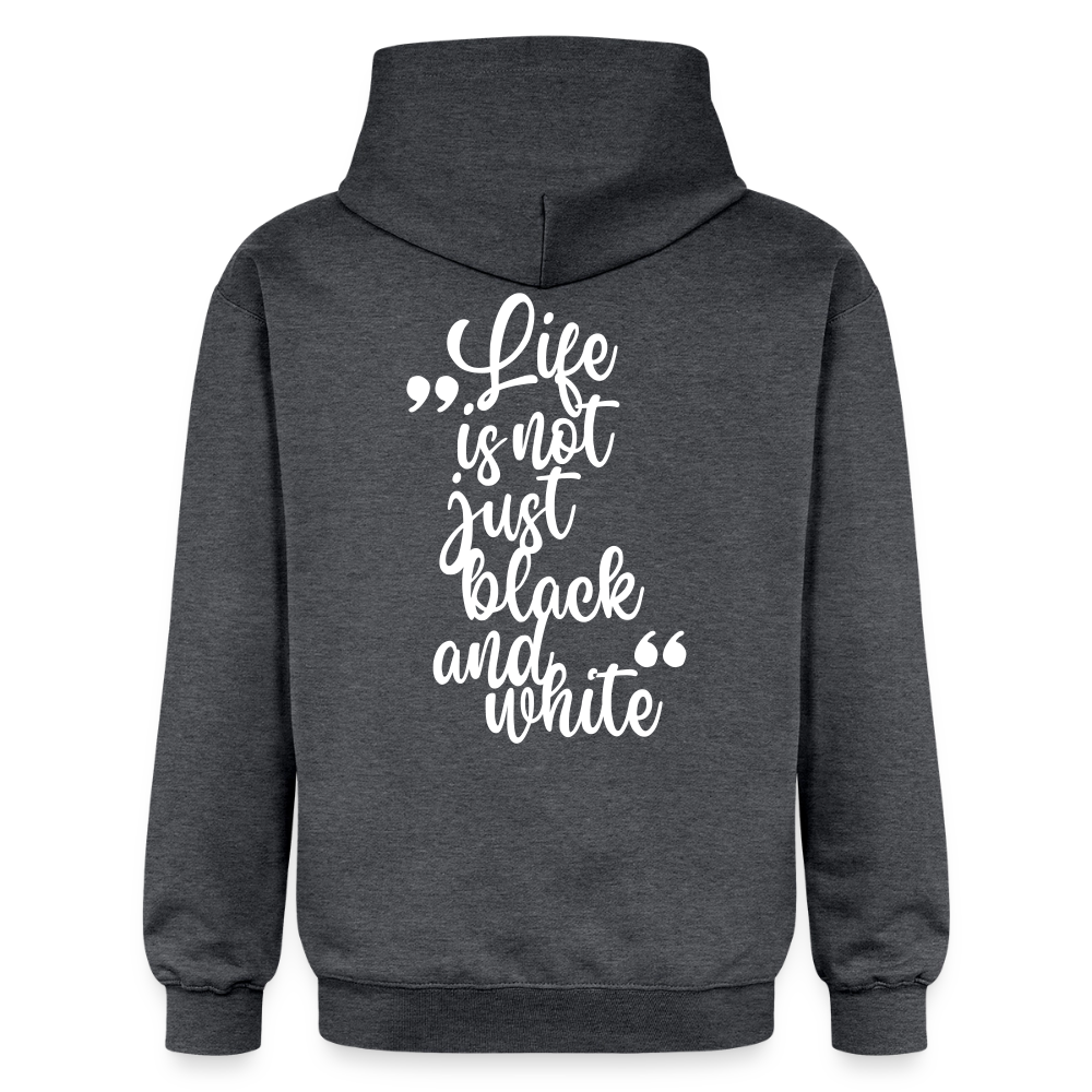 LiNBW. Crew Hoodie White Edition Life is not just black and white - Dunkelgrau meliert