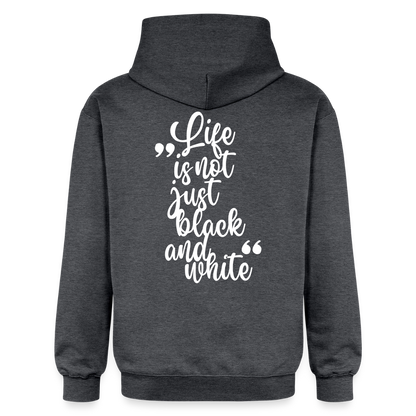 LiNBW. Crew Hoodie White Edition Life is not just black and white - Dunkelgrau meliert