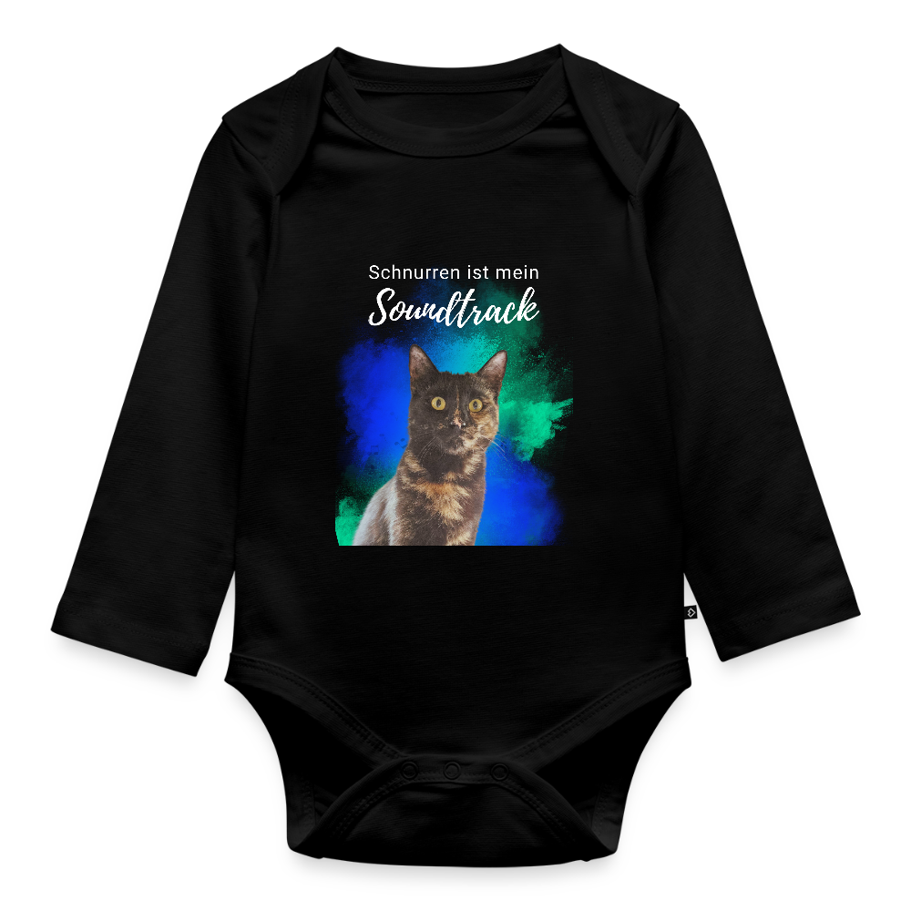 Nala´s Langarm-Body Schnurren ist mein Soundtrack White Edition - Schwarz
