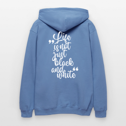 LiNBW. Crew Hoodie White Edition Life is not just black and white - Carolina Blue