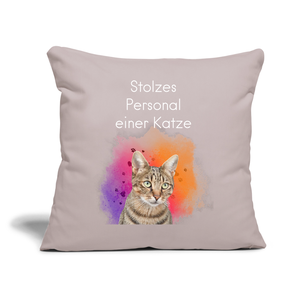 Pedro´s Kissen Stolzes Personal einer Katze White Edition - helles Taupe