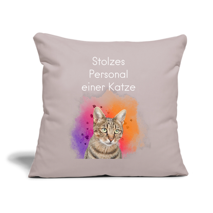 Pedro´s Kissen Stolzes Personal einer Katze White Edition - helles Taupe