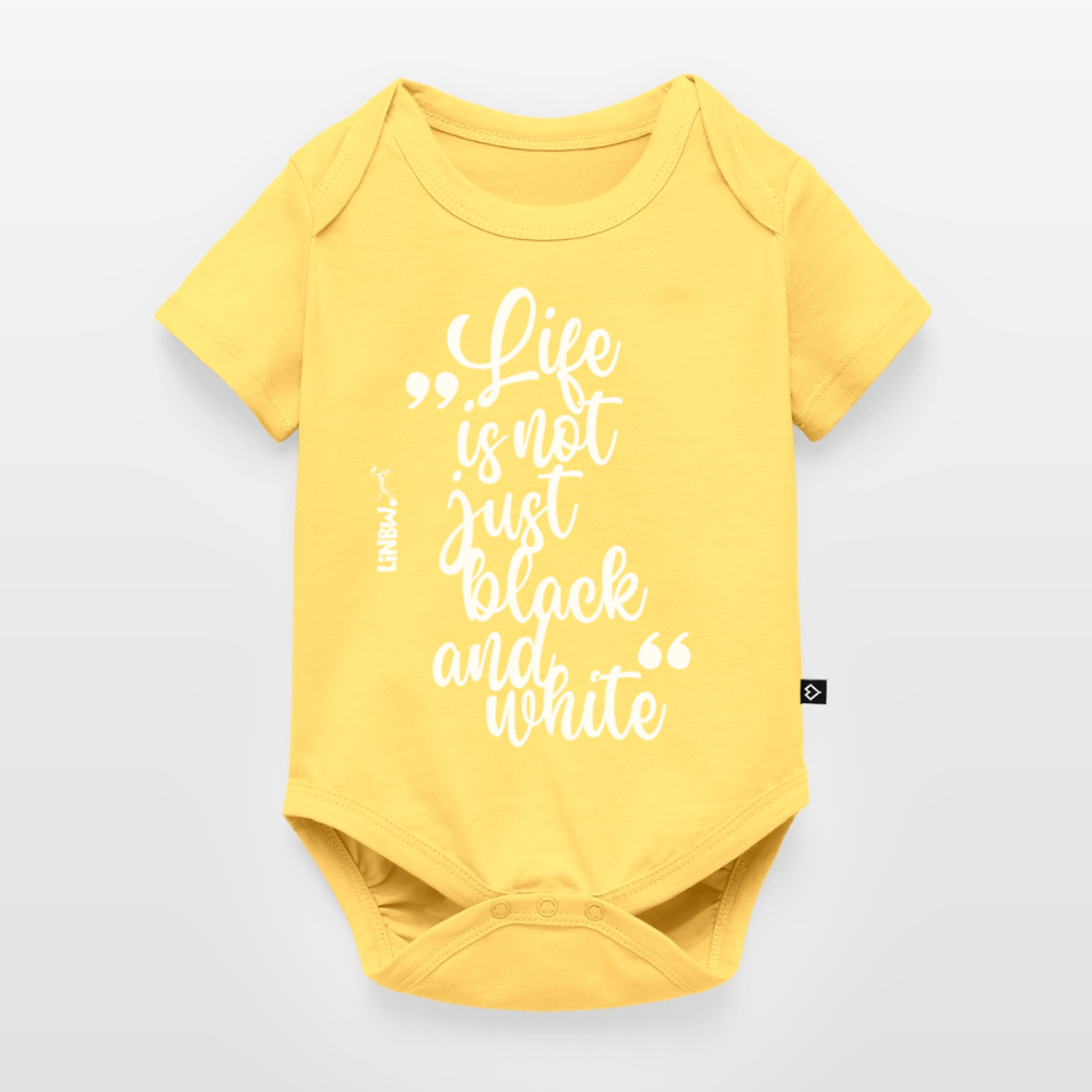 Life is not just black and white Kurzarm-Body White Edition - Pastellgelb