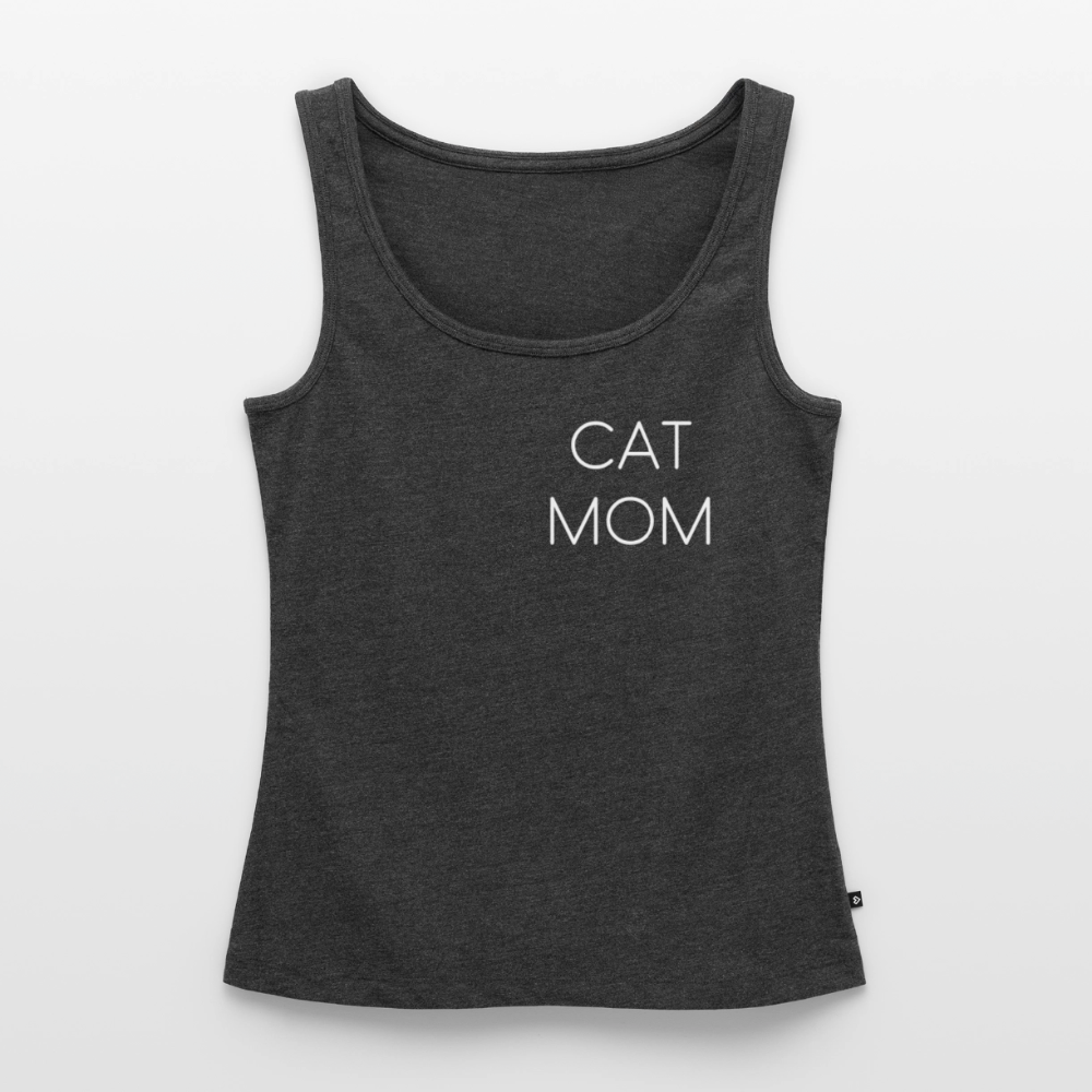 CAT MOM | Damen-Tanktop mit weißem Schriftzug - Anthrazit meliert