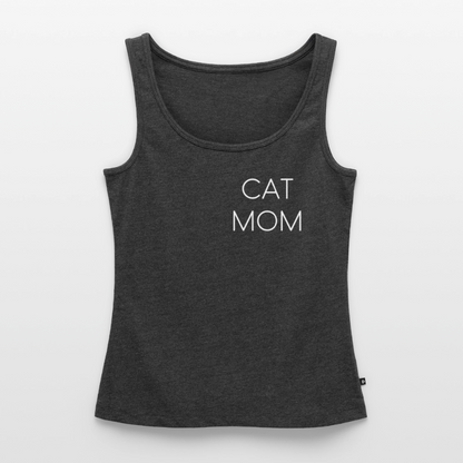 CAT MOM | Damen-Tanktop mit weißem Schriftzug - Anthrazit meliert