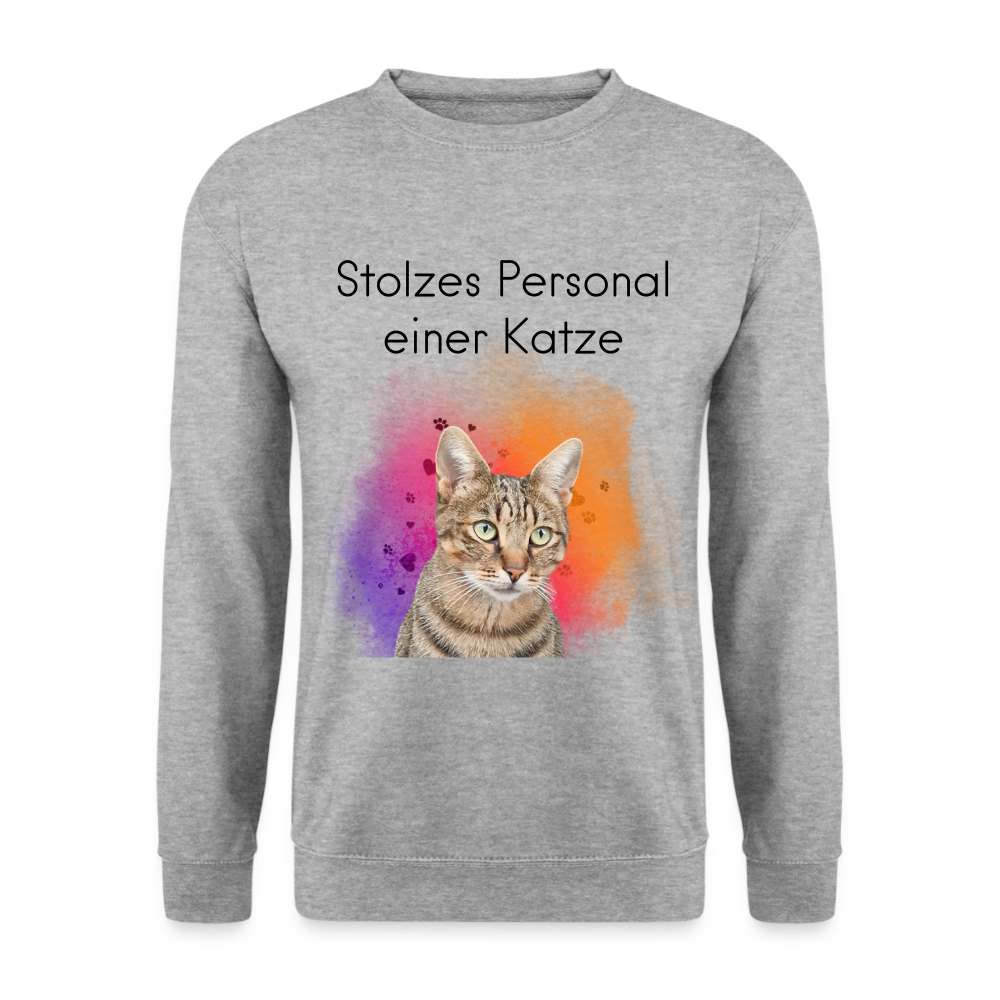 Pedro's Classic Pullover Stolzes Personal einer Katze Black Edition - Weißgrau meliert