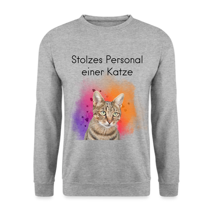 Pedro's Classic Pullover Stolzes Personal einer Katze Black Edition - Weißgrau meliert