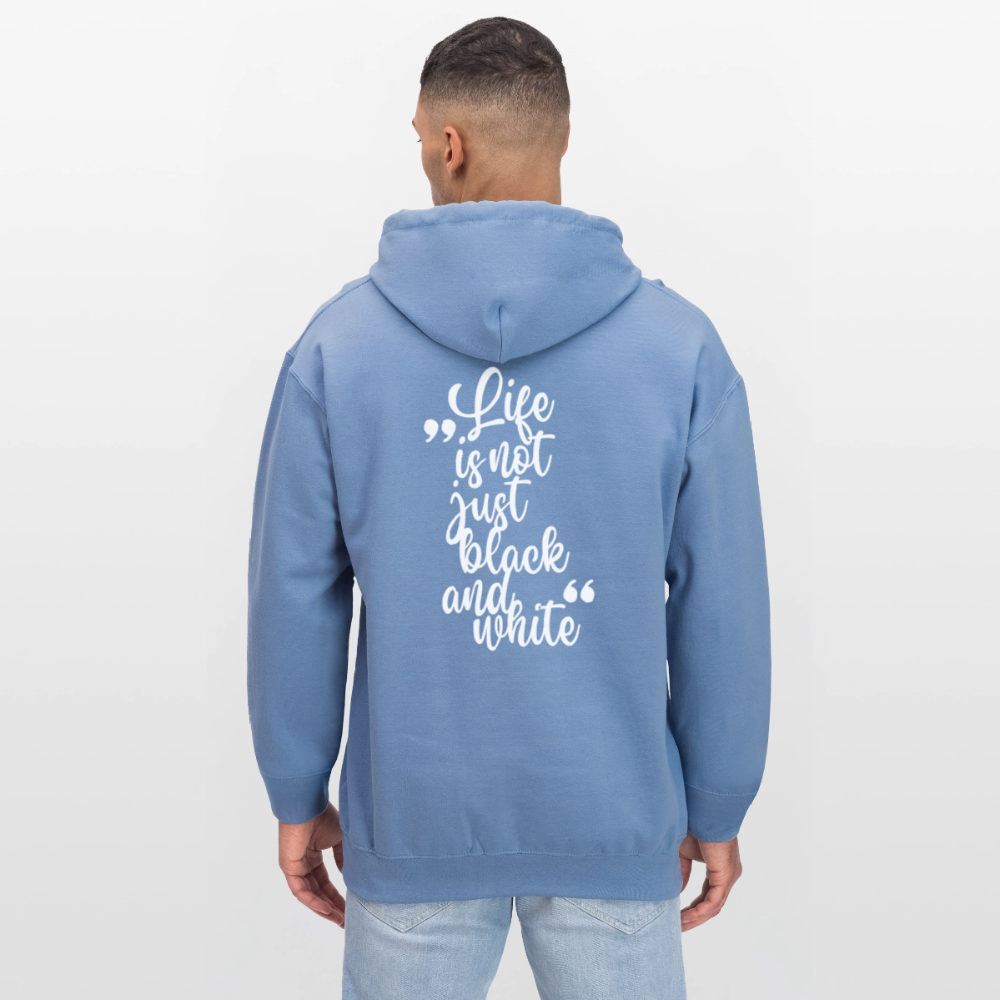 LiNBW. Crew Hoodie White Edition Life is not just black and white - Carolina Blue