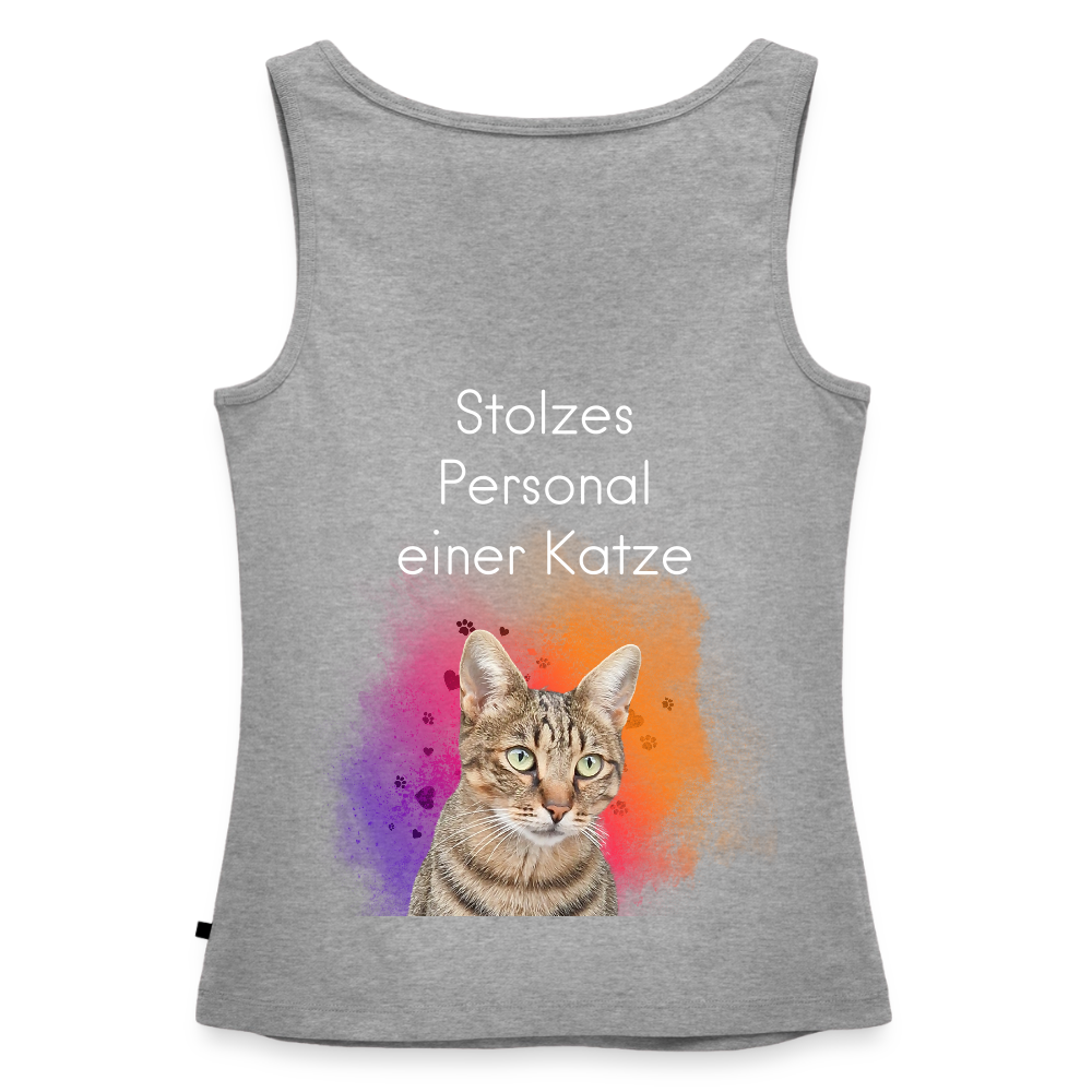 CAT MOM | Damen-Tanktop mit weißem Schriftzug - Grau meliert