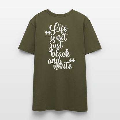 LiNBW. Unisex T-Shirt Premium Crew White Edition Life is not just black and white - Khaki
