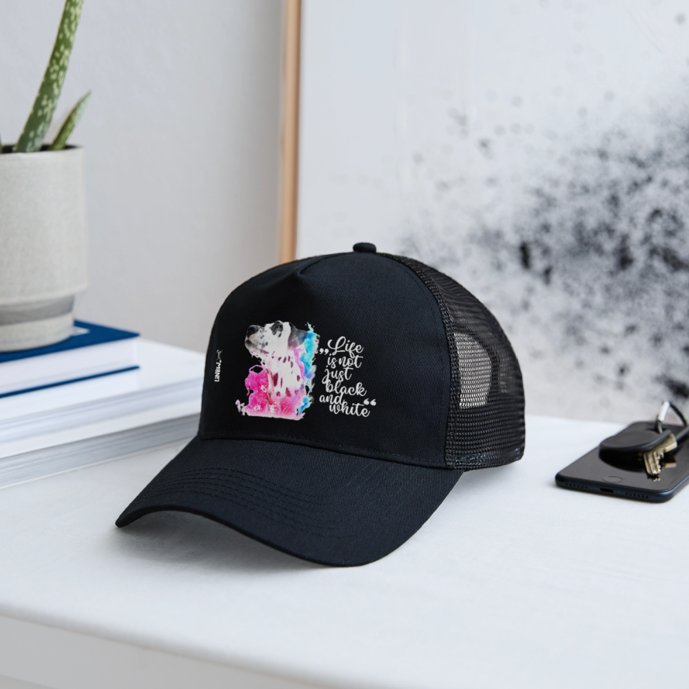 Boa´s Trucker Cap Splash Life is not just black and white Edition White - Schwarz/Schwarz