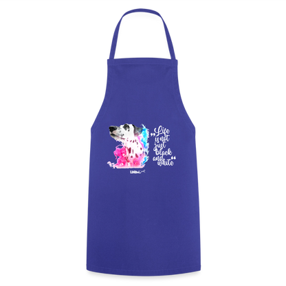 Boa´s Kochschürze Splash Life is not just black and white Edition White - Royalblau