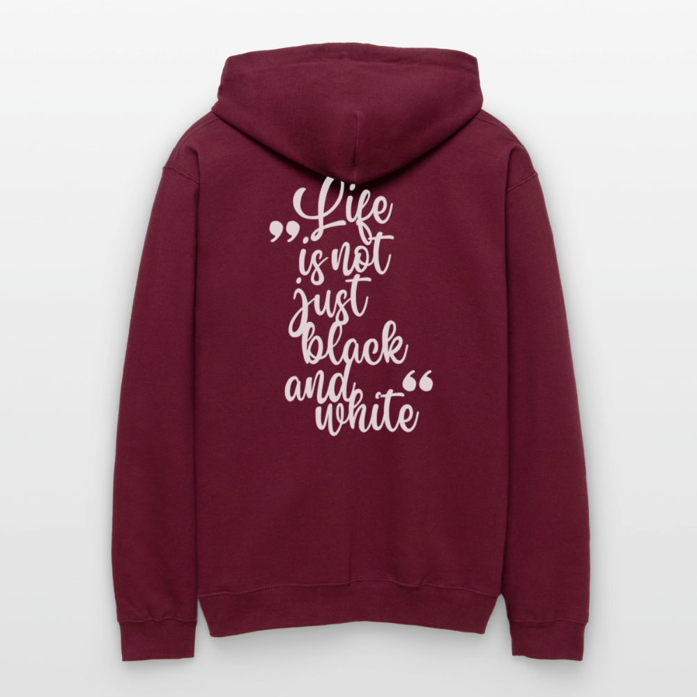 LiNBW. Crew Hoodie White Edition Life is not just black and white - Maroon