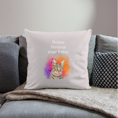 Pedro´s Kissen Stolzes Personal einer Katze White Edition - helles Taupe
