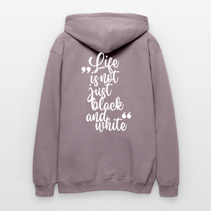 LiNBW. Crew Hoodie White Edition Life is not just black and white - Lilagrau 