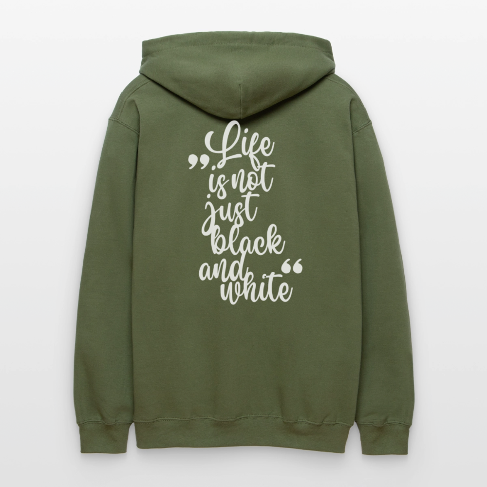 LiNBW. Crew Hoodie White Edition Life is not just black and white - Militärgrün