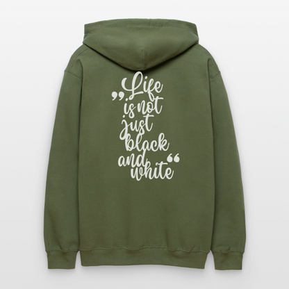 LiNBW. Crew Hoodie White Edition Life is not just black and white - Militärgrün